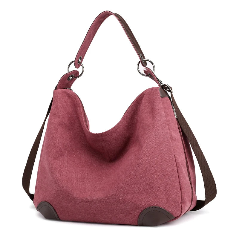 Women Canvas Bags High Female Handbags Solid Crossbody Bags