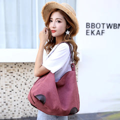 Women Canvas Bags High Female Handbags Solid Crossbody Bags