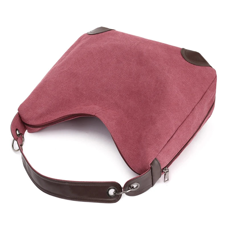 Women Canvas Bags High Female Handbags Solid Crossbody Bags