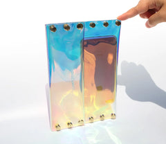 Holographic Rivet Laser Envelope Bag for Women, Clear Clutch Purse
