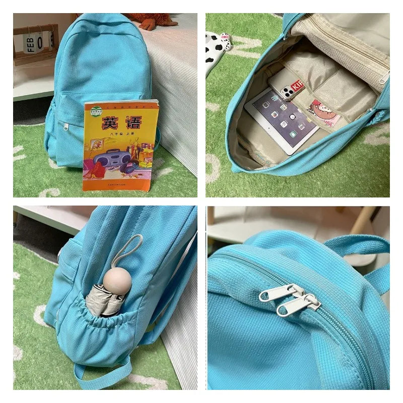 Unisex Nylon Backpacks Multifunction School Bags Teenage Girl Travel Packs