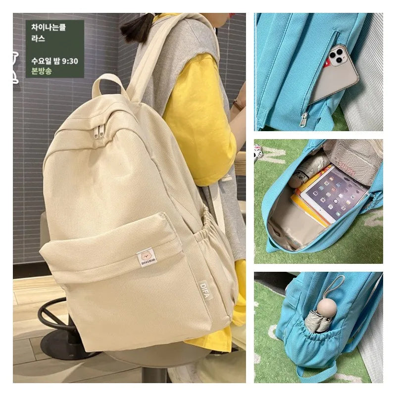 Unisex Nylon Backpacks Multifunction School Bags Teenage Girl Travel Packs