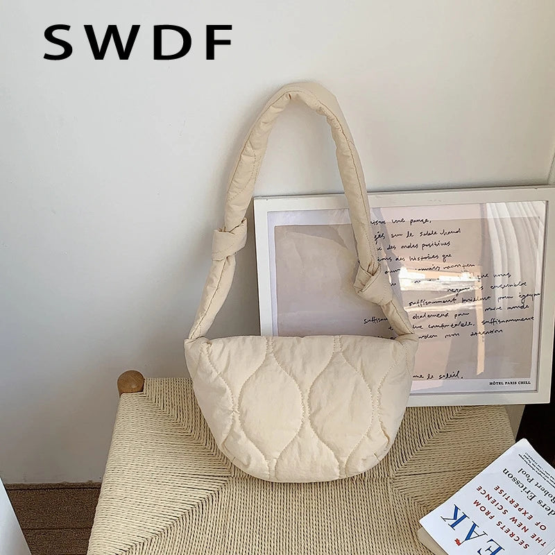Women's Quilted Hobo Bag with Knotted Straps