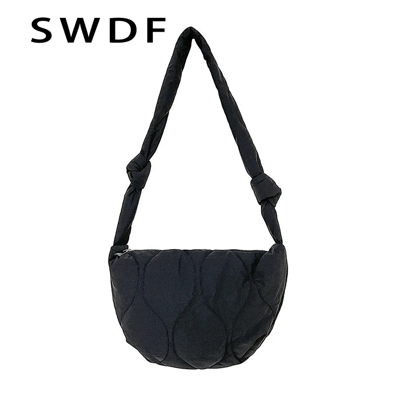 Women's Quilted Hobo Bag with Knotted Straps