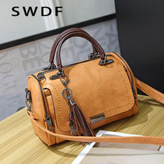 Retro PU Leather Tassel Crossbody Bag for Women