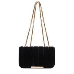 Vintage Velvet Shoulder Bag Small Satchel Crossbody Tote Golden