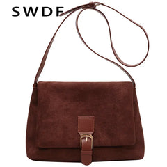 Vintage Suede Shoulder Crossbody Bag Ladies Totes Shopping Bag
