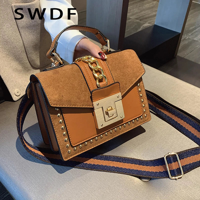 Rivet Shoulder Bag for Women PU Leather Handbags