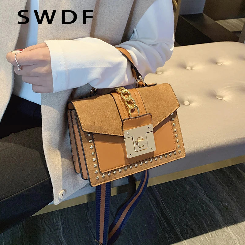 Rivet Shoulder Bag for Women PU Leather Handbags