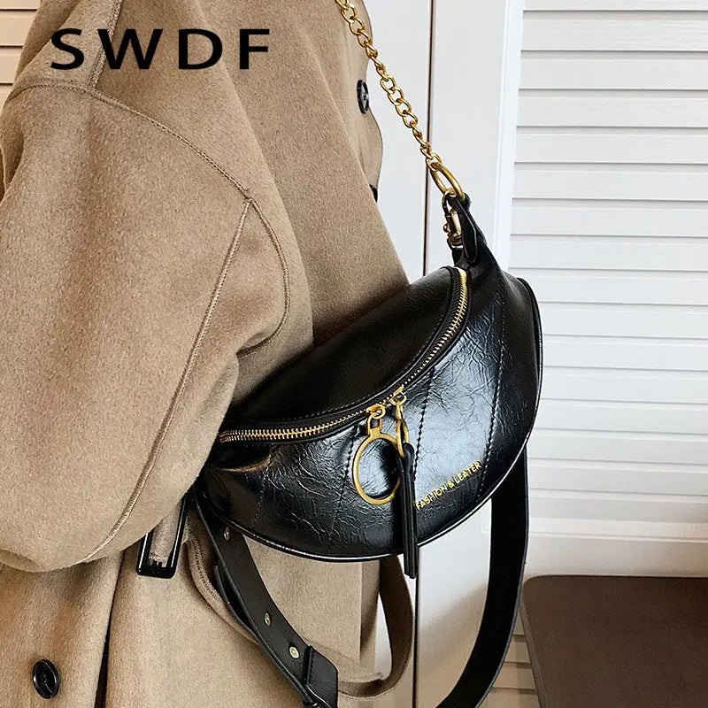 Leather Waist Belt Bag Women Crossbody Chest Purse Fanny Pack