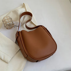 Vintage Small Leather Crossbody Bucket Bag for Women