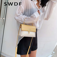 PU Leather Crossbody Bag Metal Handle Lady Tote Handbags
