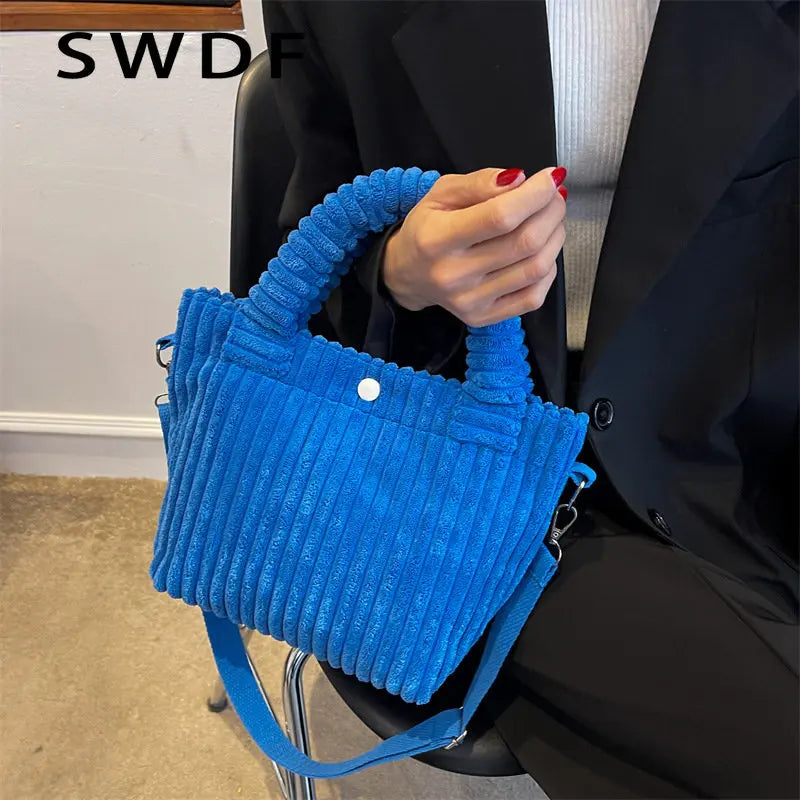 Corduroy Women's Bag Soft Handbags Crossbody Tote Bag