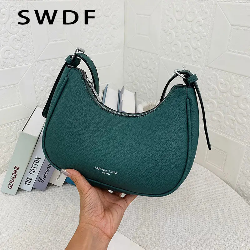 Crescent Ladies Shoulder Bag Zipper Retro Messenger Bags