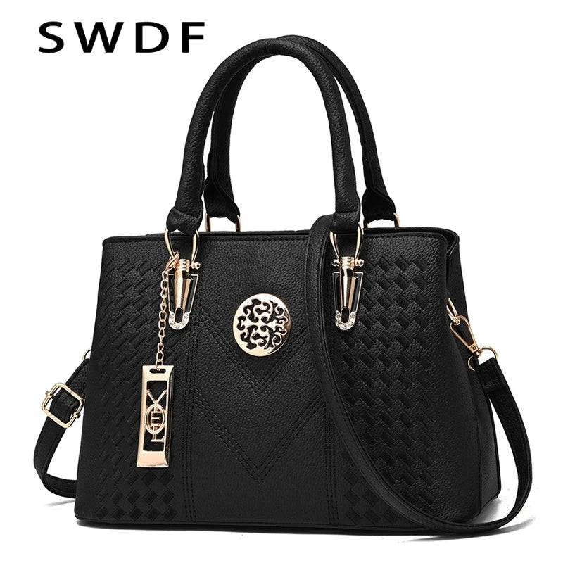 Embroidery Messenger Bag Women Leather Handbag