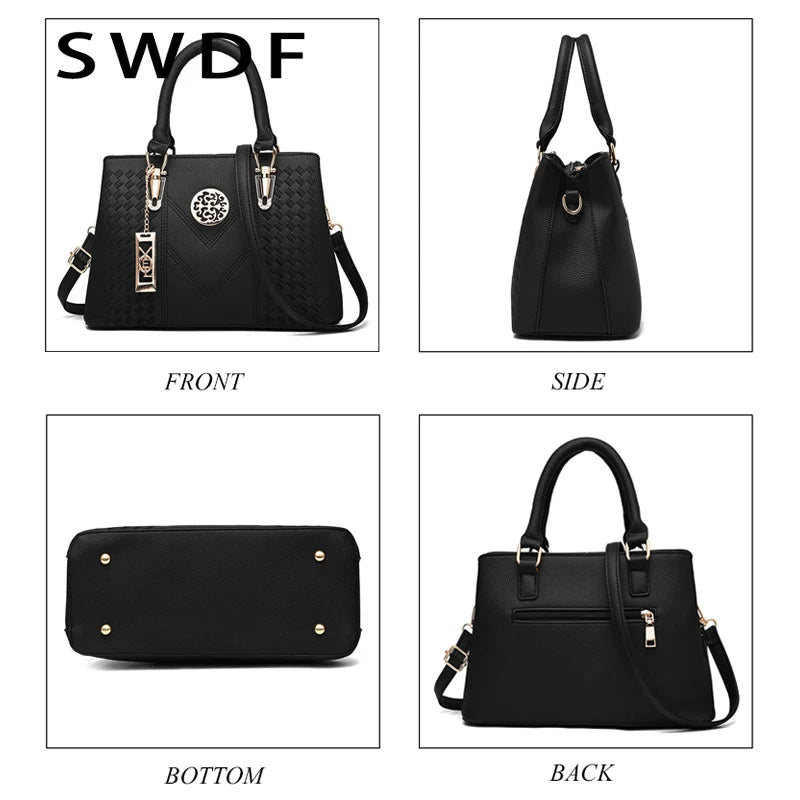 Embroidery Messenger Bag Women Leather Handbag