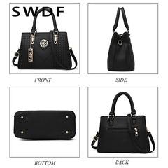 Embroidery Messenger Bag Women Leather Handbag