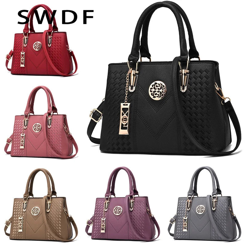 Embroidery Messenger Bag Women Leather Handbag