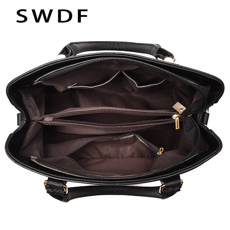 Embroidery Messenger Bag Women Leather Handbag