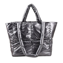 Large Tote Padded Handbags Women Shoulder Bags Nylon Down Cotton Crossbody Bag