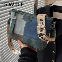 Panelled Women Shoulder Messenger Bags Small Chain Bucket Crossbody Bags