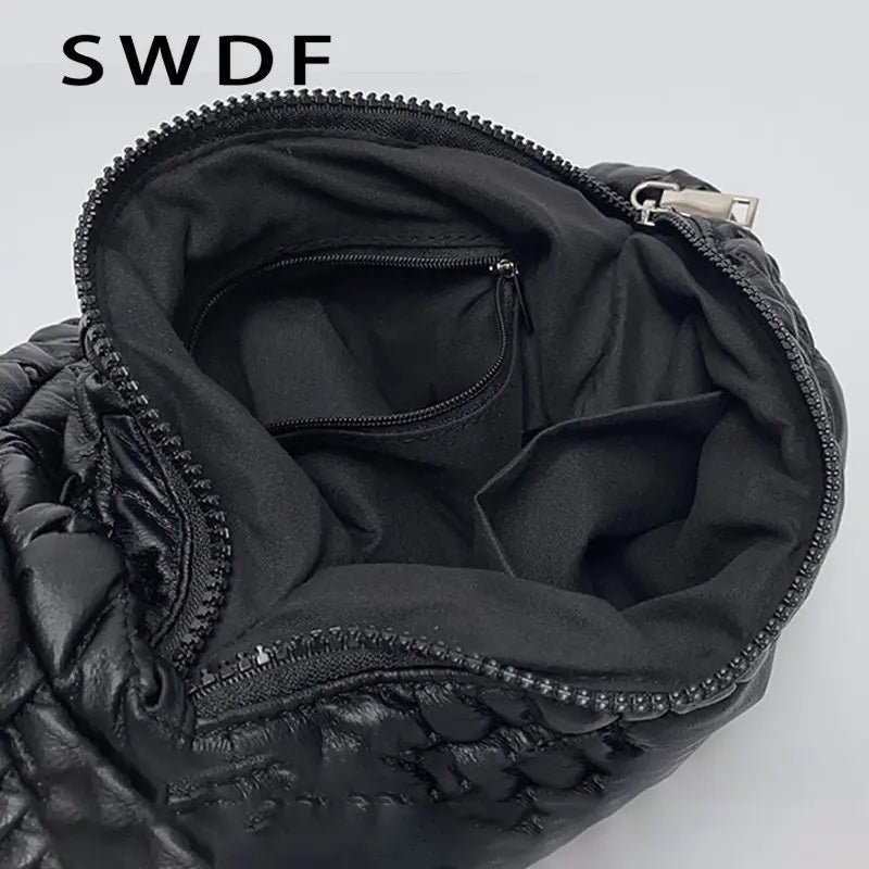 Quilted Shoulder Bag Padded Lady Handbags PU Leather Small Tote Casual Purse