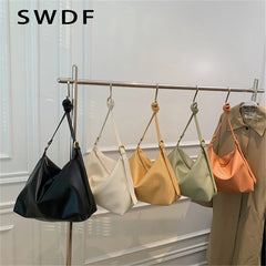 Solid PU Leather Women Shoulder Bag Large Capacity Lady Crossbody Bag