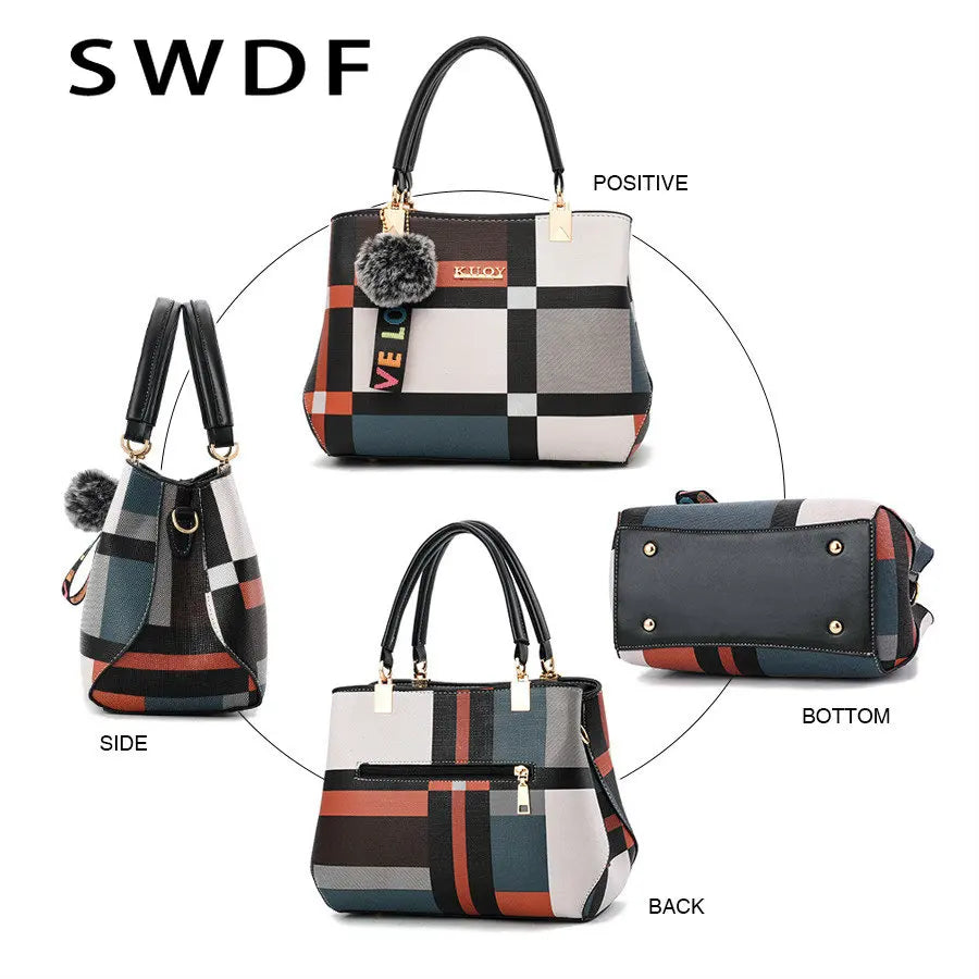 Plaid Shoulder Bag Messenger Female Totes Crossbody Bags