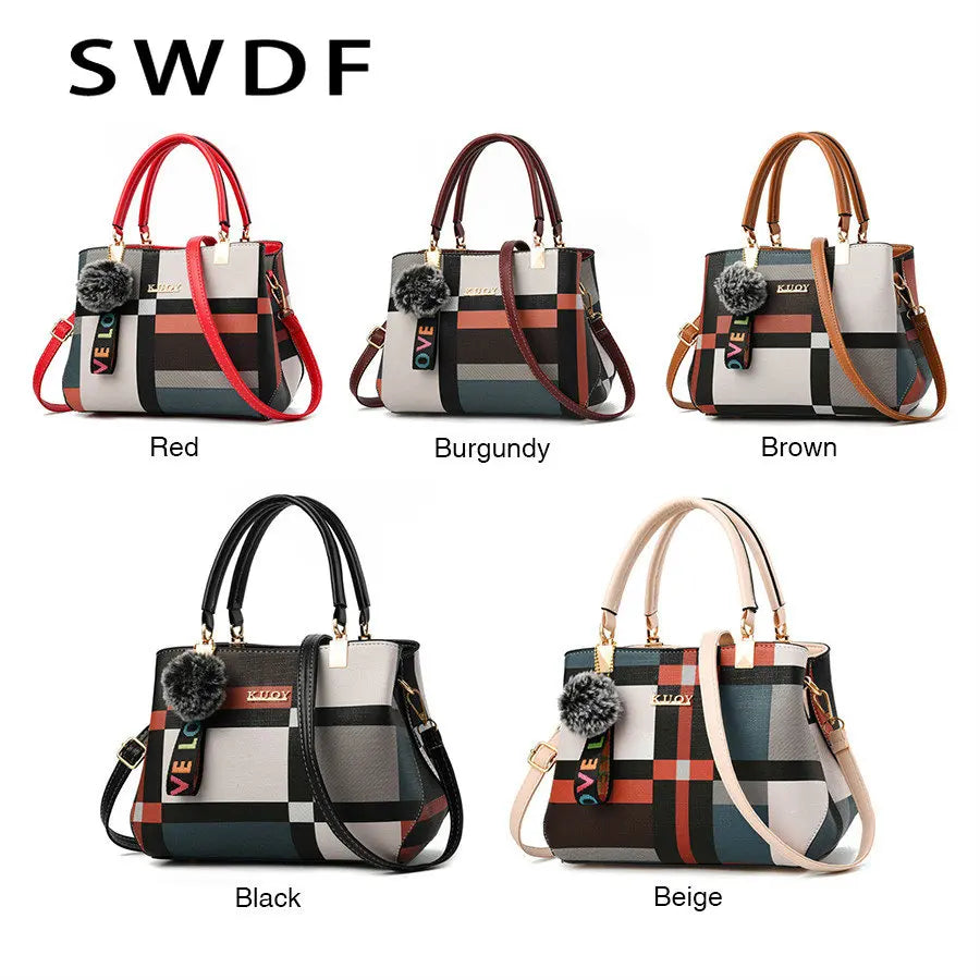 Plaid Shoulder Bag Messenger Female Totes Crossbody Bags