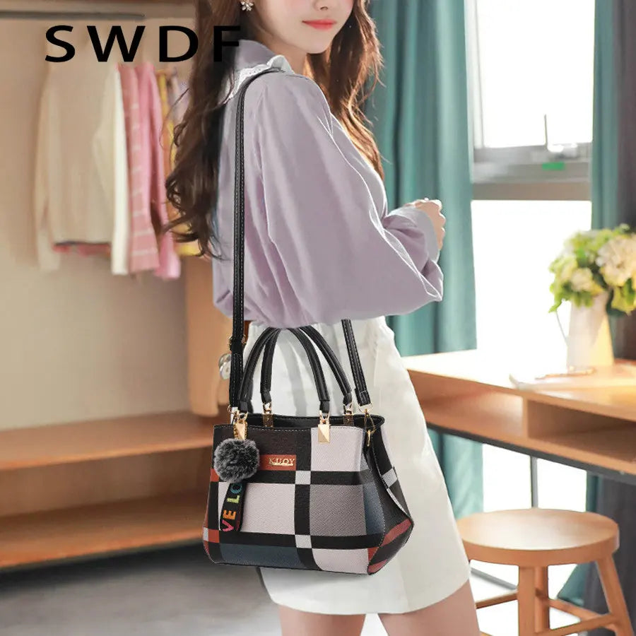 Plaid Shoulder Bag Messenger Female Totes Crossbody Bags