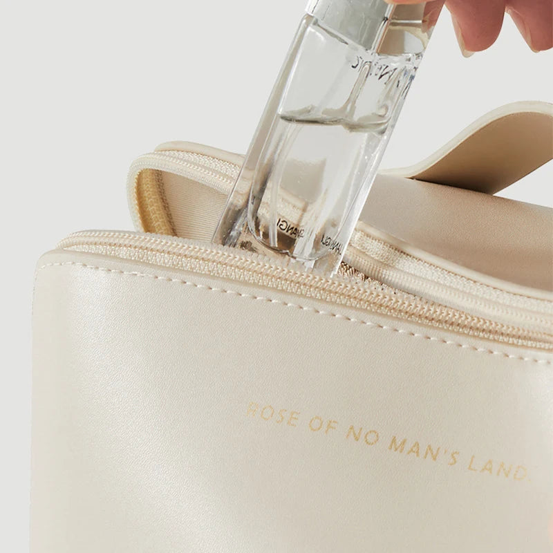 Large Leather Travel Cosmetic Bag for Women