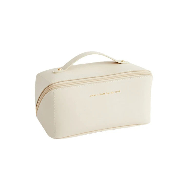 Large Leather Travel Cosmetic Bag for Women