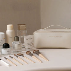 Large Leather Travel Cosmetic Bag for Women