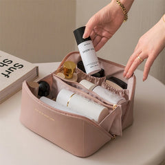 Large Leather Travel Cosmetic Bag for Women
