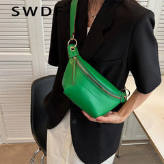 PU Leather Waist Bag Women Chest Belt Crossbody Bags
