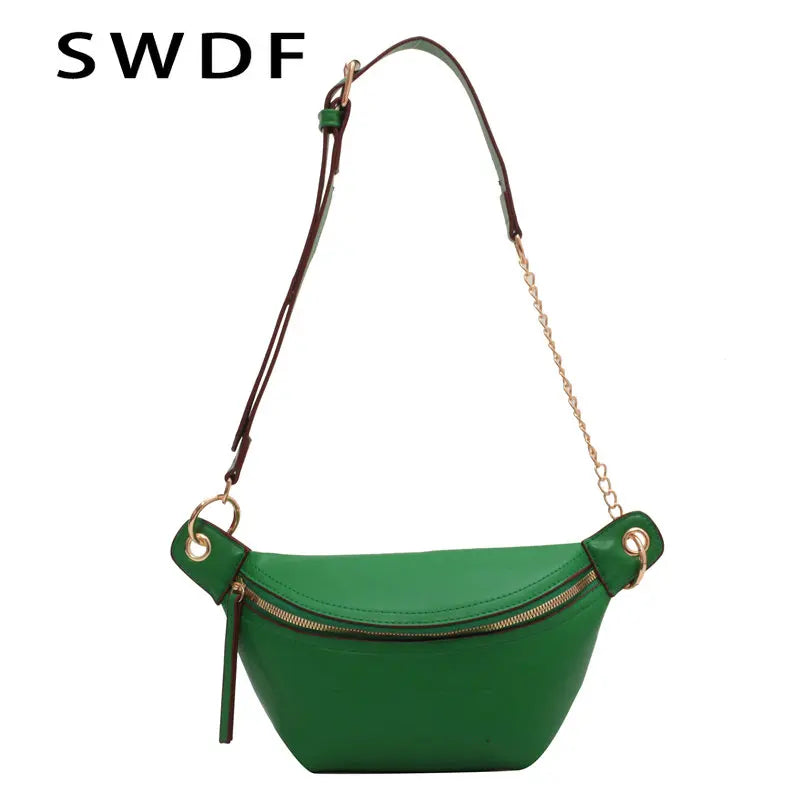 PU Leather Waist Bag Women Chest Belt Crossbody Bags