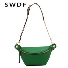 PU Leather Waist Bag Women Chest Belt Crossbody Bags