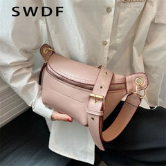 PU Leather Waist Bag Women Chest Belt Crossbody Bags