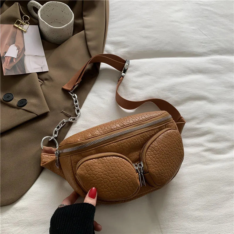 Crocodile Pattern Waist Bag Fanny Pack Phone Pack Female Chest Pack