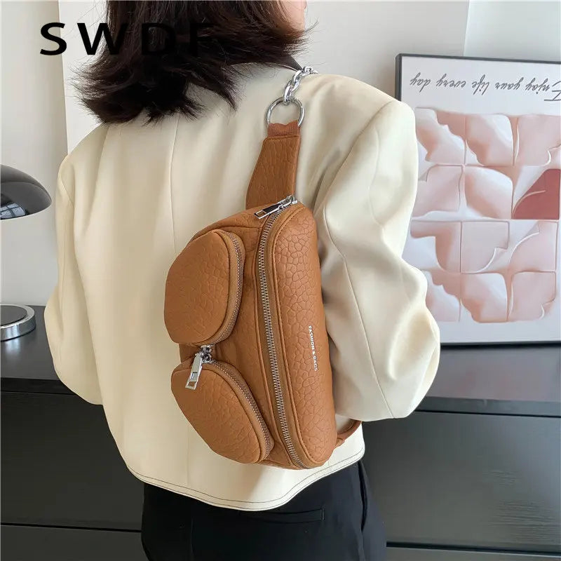 Crocodile Pattern Waist Bag Fanny Pack Phone Pack Female Chest Pack