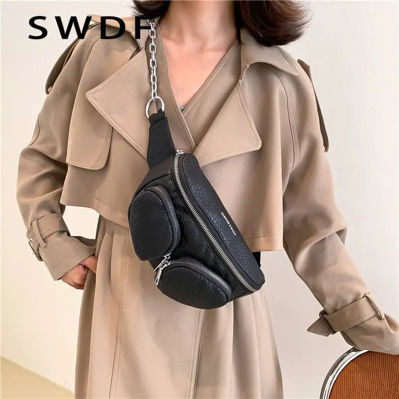 Crocodile Pattern Waist Bag Fanny Pack Phone Pack Female Chest Pack