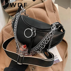 Leather Chain Waist Belt Bag Crossbody Chest Pack Phone Fanny Pack