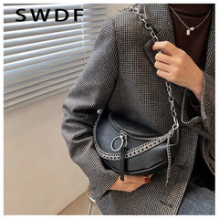 Leather Chain Waist Belt Bag Crossbody Chest Pack Phone Fanny Pack