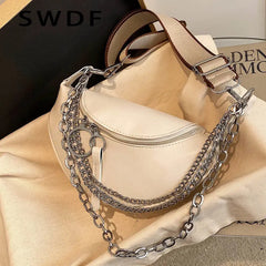Leather Chain Waist Belt Bag Crossbody Chest Pack Phone Fanny Pack
