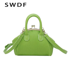 Pleated Handbag with Handle Lattice Shoulder Bag for Women Clutch Purses