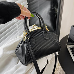 Pleated Handbag with Handle Lattice Shoulder Bag for Women Clutch Purses