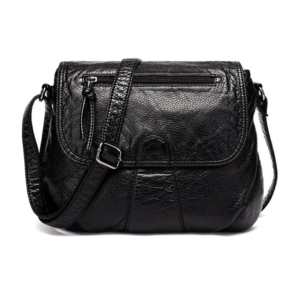 Small Women Messenger Bag Soft Washed PU Leather Crossbody Bag Female Handbag