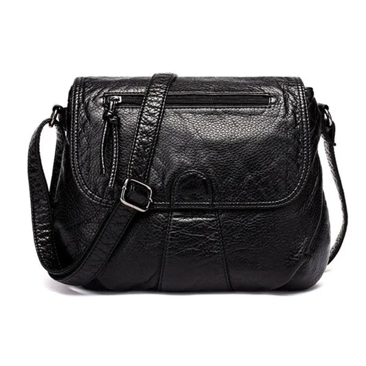 Small Women Messenger Bag Soft Washed PU Leather Crossbody Bag Female Handbag