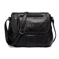 Small Women Messenger Bag Soft Washed PU Leather Crossbody Bag Female Handbag