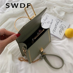 Metal Handle Handbags Women Crossbody Bags Clutch Female Purses Shoulder Messeng